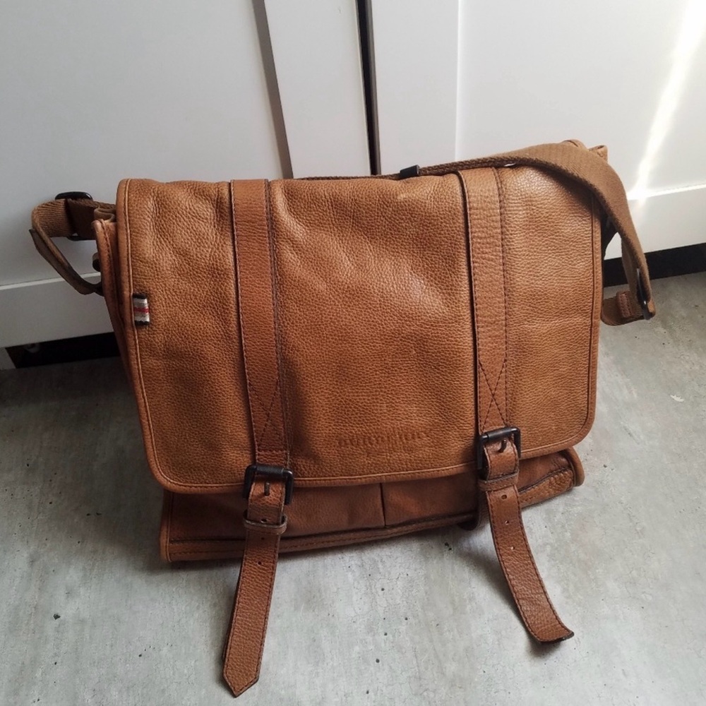 Burberry Tan Leather Messenger Bag